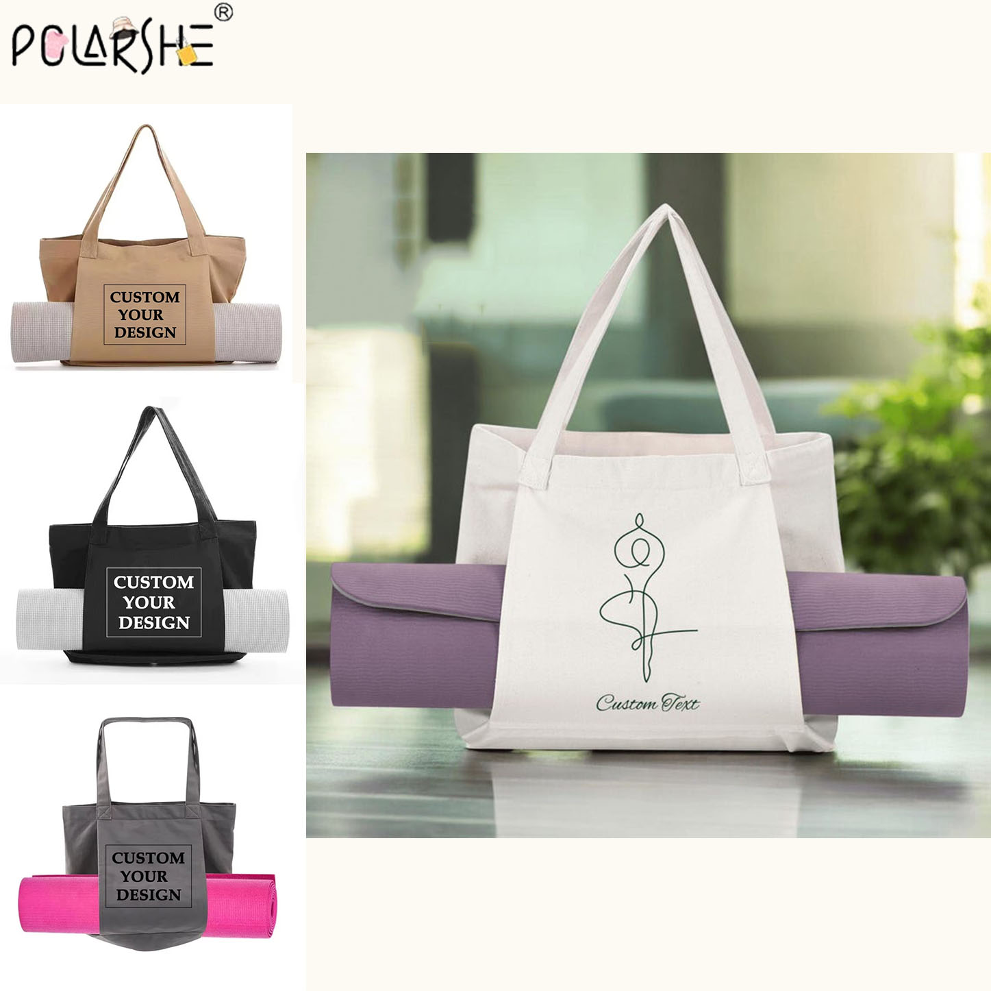 Pilates Yoga Bag - Benutzerdefinierte Yoga-Matte-Einkaufstasche, personalisierte Canvas-Pilates-Tasche, Yoga-Matte-Träger, Damen-Canvas-Tragetasche