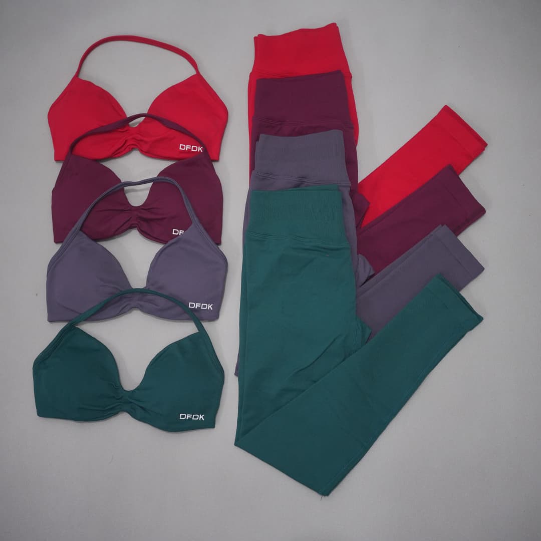 Pilates Yoga Leggings - DFDK Nahtloses Strick-Yoga-Outfit für Damen, 2-teilig,