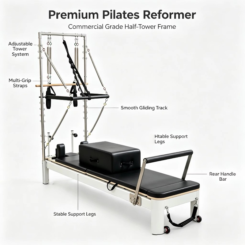 Pilates Reformer Spring - YTTIN Premium Kommerzieller Pilates Semi-High Reformer
