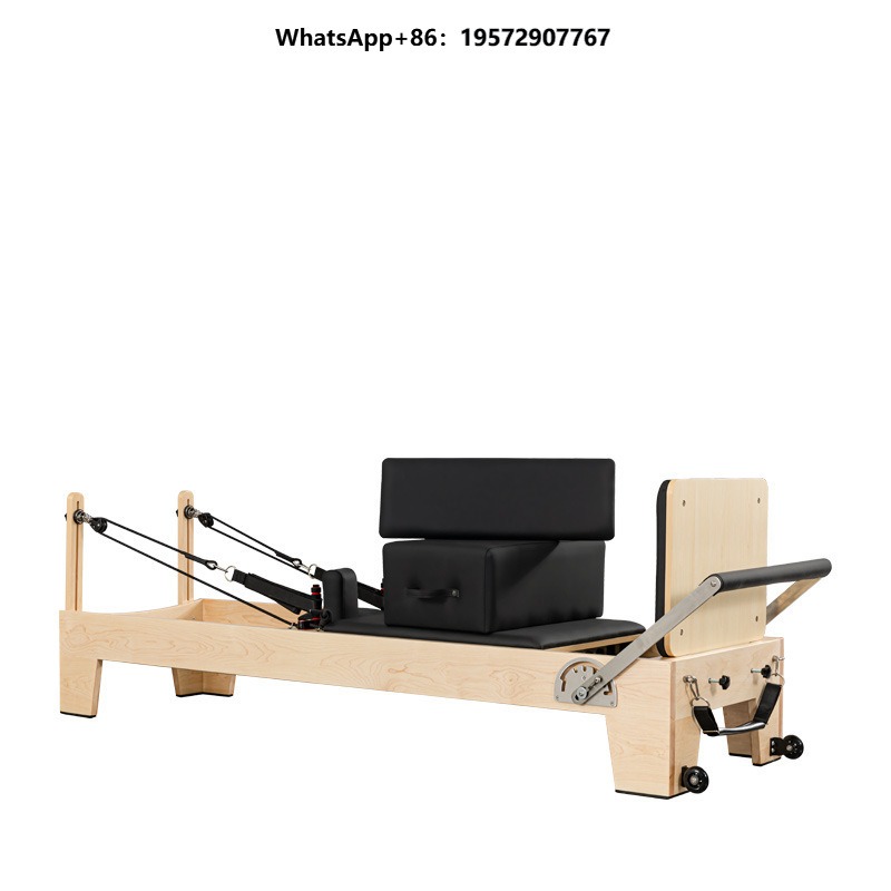 Pilates Reformer Spring - Hochwertiges Ahorn-Pilates-Reformer-Bett Yoga-Fitness Umweltfreundlich Federn Mikrofaser-Leder