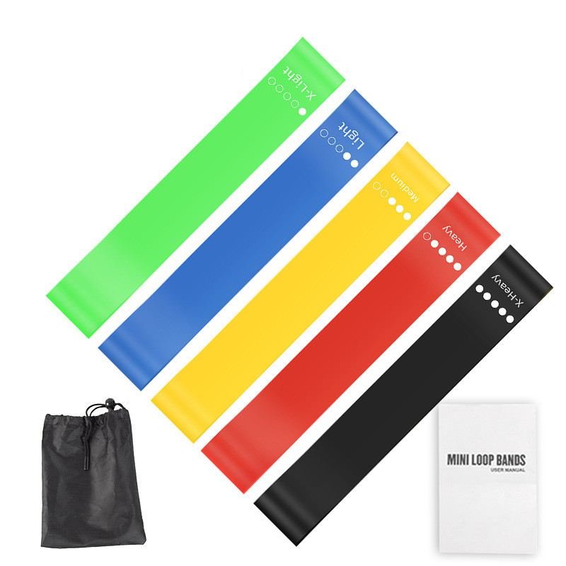 Pilates Yoga Bag - 5-teiliges TPE-Widerstandsband-Set mit Aufbewahrungstasche & Anleitung,